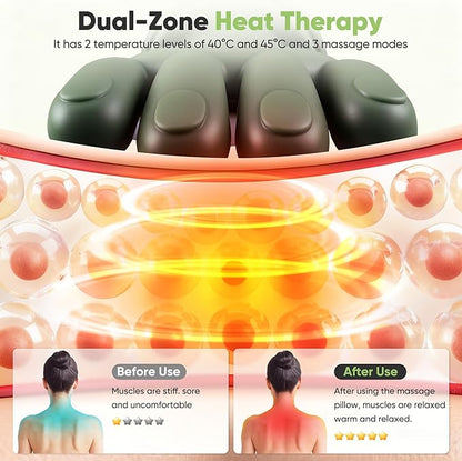 Masajeador de hombros y cuello, masajeador térmico biónico, masajeador de cuello con dedos, masaje de amasamiento 4D, simula un masaje real de palma para mayor comodidad, relaja la tensión